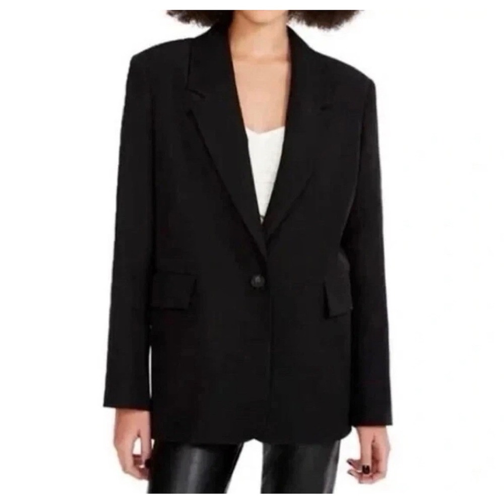 NWT Steve Madden Womens Black Single Button Oversized Blazer Jacket •S•‎ Classic